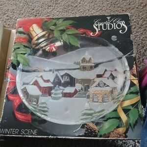 Studio Crystal Clear Holiday Ornament with Winter Village